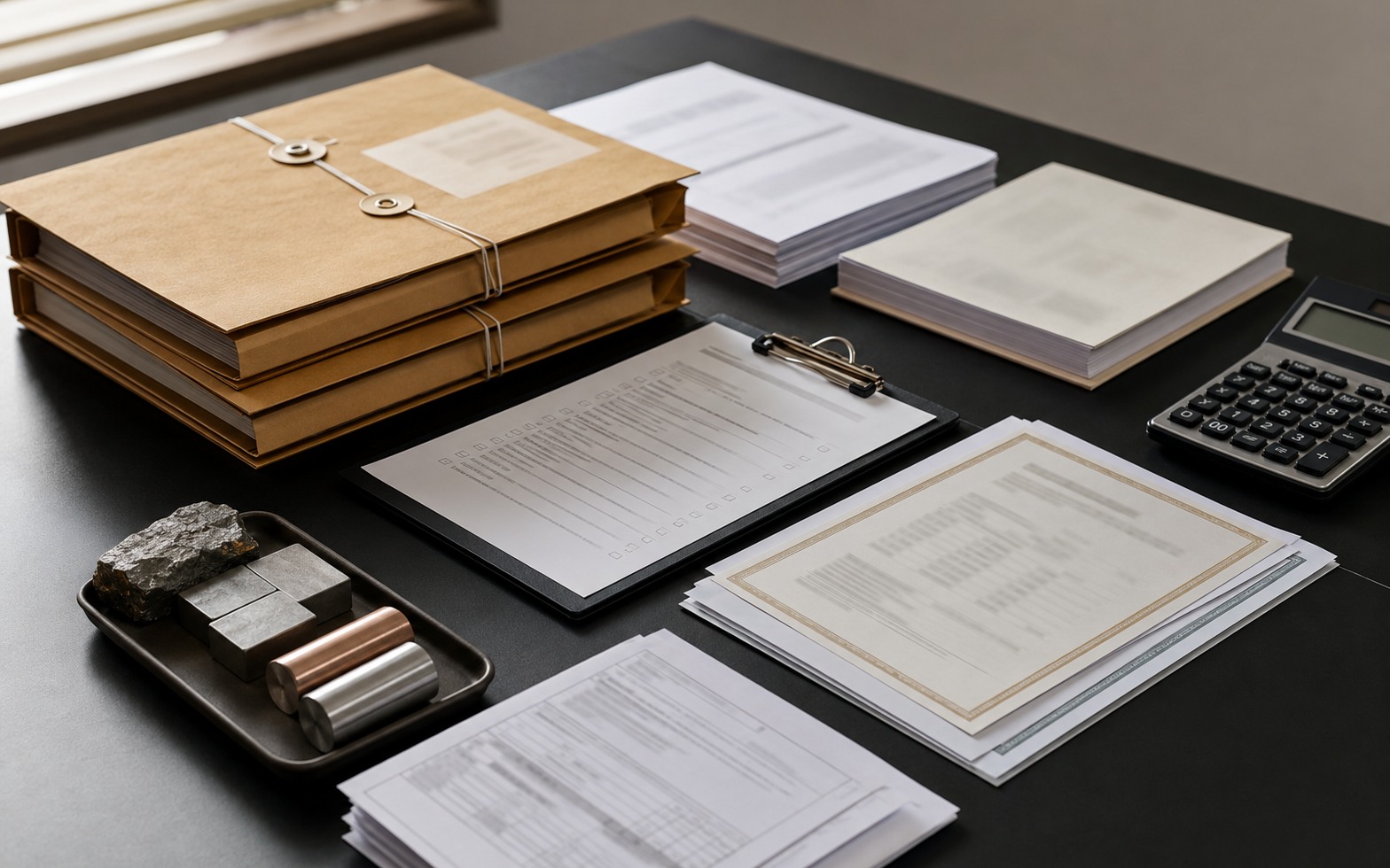 Representative controlled commodity document pack and metal samples
